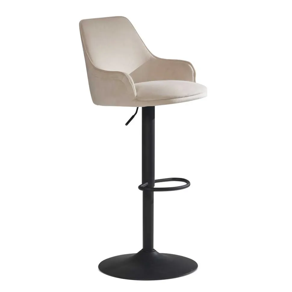 Samt Barstuhl in Beige - Heats