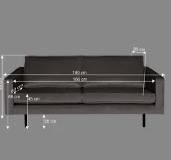 Samt Couch in Taupe Museo im Retro Design