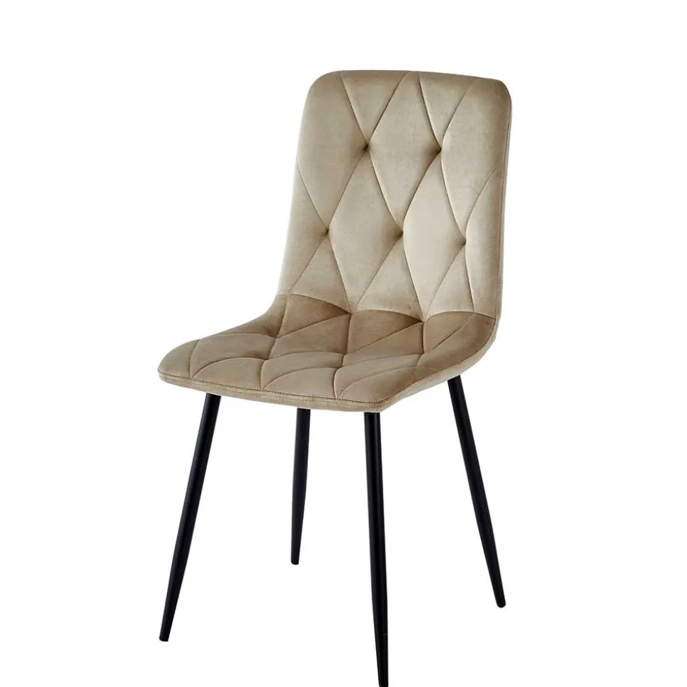 Samt Esstischstühle in Taupe - Temir (4er Set)