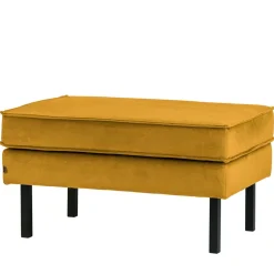 Samt Polsterhocker in Ocker Gelb - Nustra