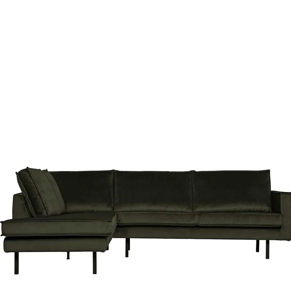 Samt Retrocouch in Dunkelgrün Samt - Kurtisma