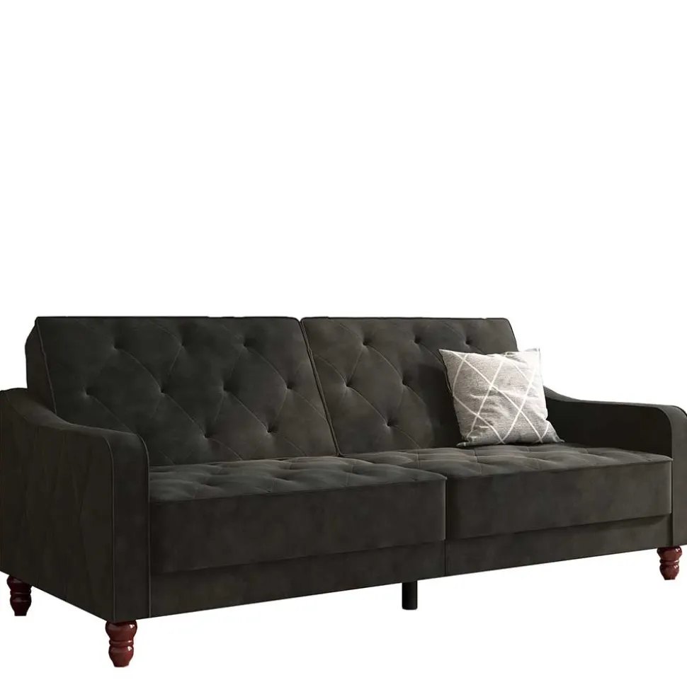 Samtsofa mit Bettfunktion in Dunkelgrau - Rubanina