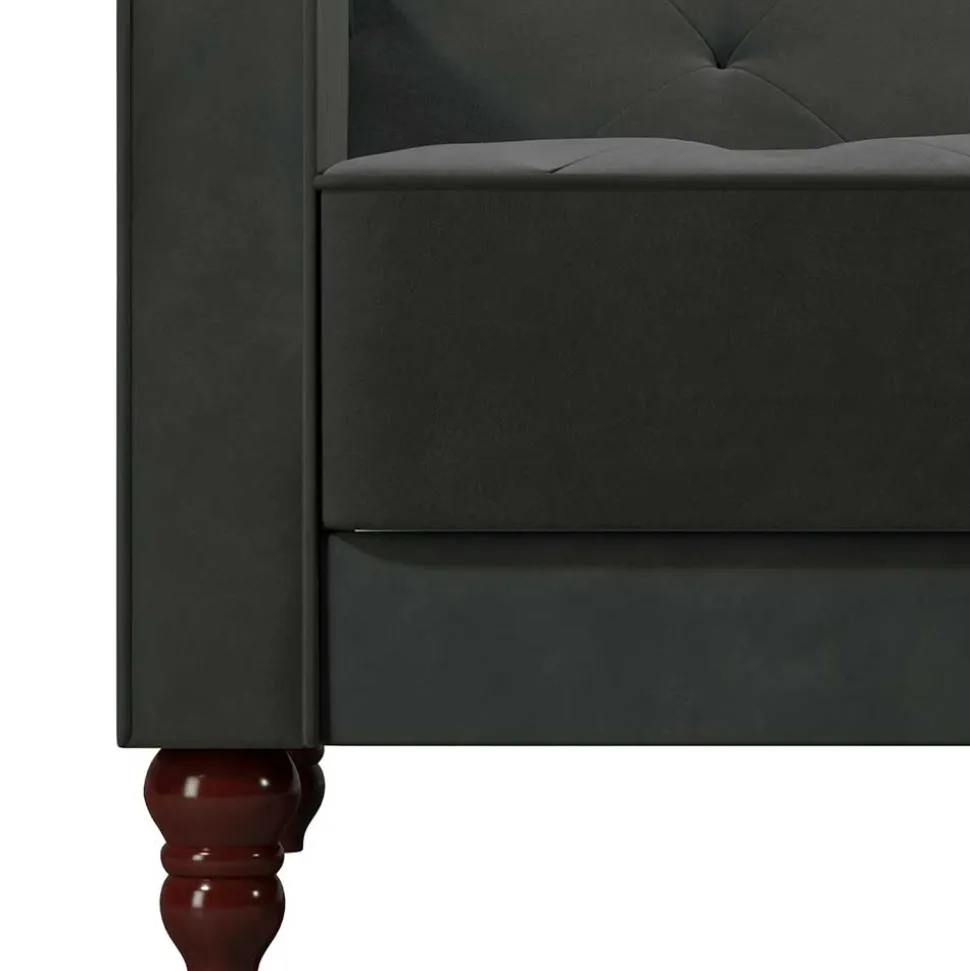 Samtsofa mit Bettfunktion in Dunkelgrau - Rubanina