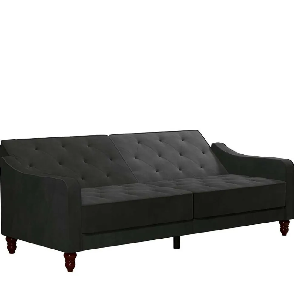 Samtsofa mit Bettfunktion in Dunkelgrau - Rubanina