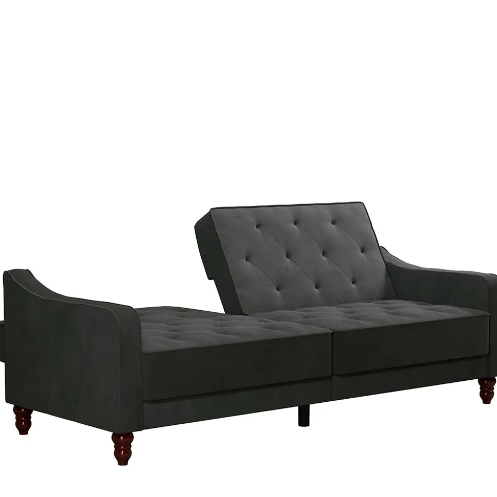 Samtsofa mit Bettfunktion in Dunkelgrau - Rubanina
