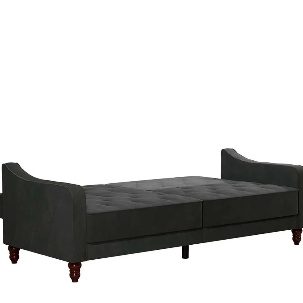 Samtsofa mit Bettfunktion in Dunkelgrau - Rubanina