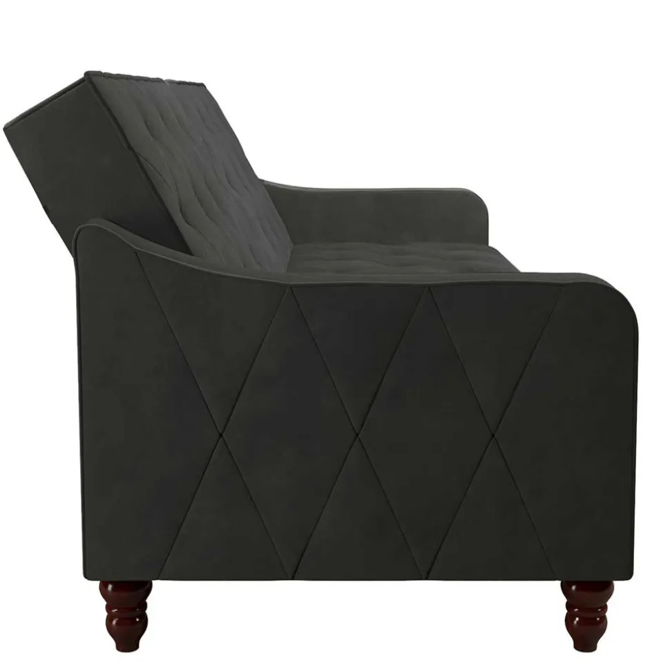 Samtsofa mit Bettfunktion in Dunkelgrau - Rubanina