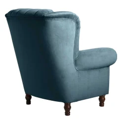 Samtvelours Chesterfield-Polstersessel in Petrol - Varescan