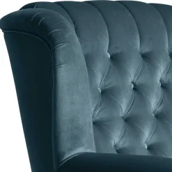 Samtvelours Chesterfield-Polstersessel in Petrol - Varescan