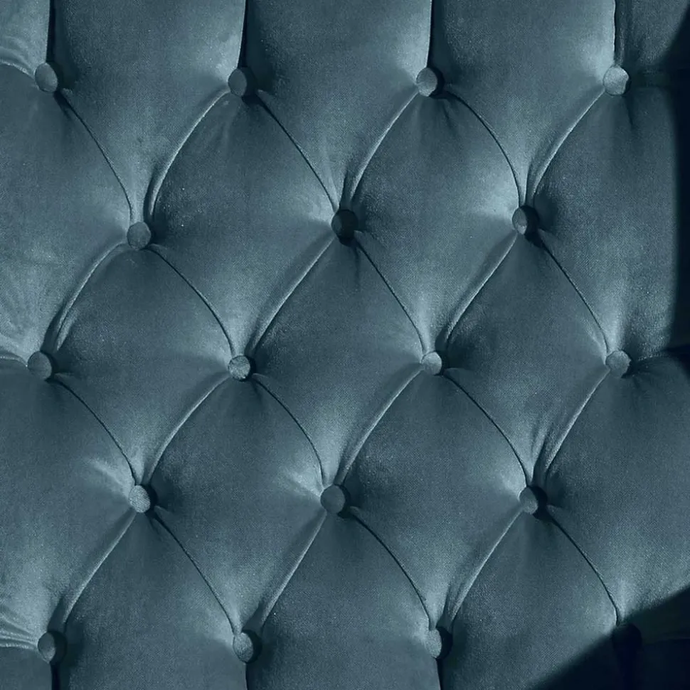 Samtvelours Chesterfield-Polstersessel in Petrol - Varescan
