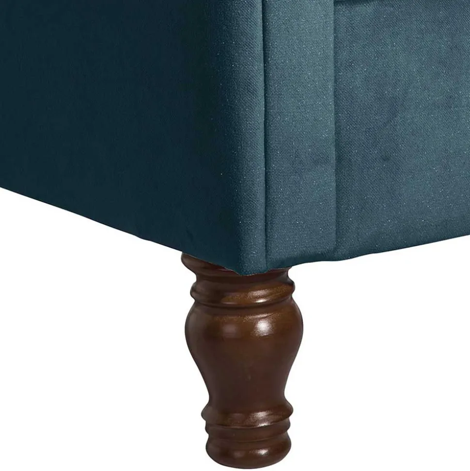 Samtvelours Chesterfield-Polstersessel in Petrol - Varescan