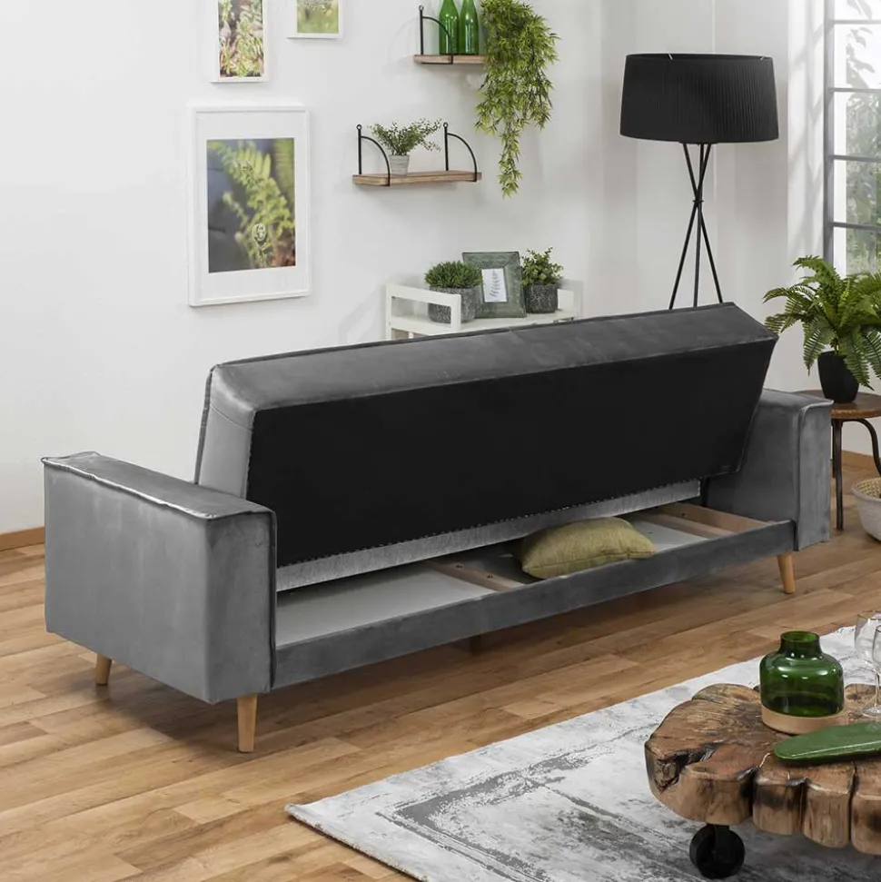 Samtvelours Federkerncouch mit Bettfunktion - Vlacoma
