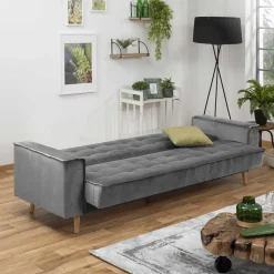 Samtvelours Federkerncouch mit Bettfunktion - Vlacoma