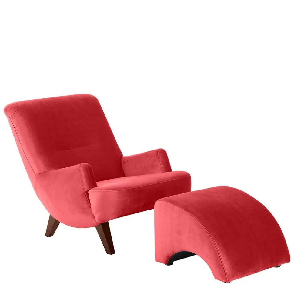 Samtvelours Lesesessel in Rot - Haniata