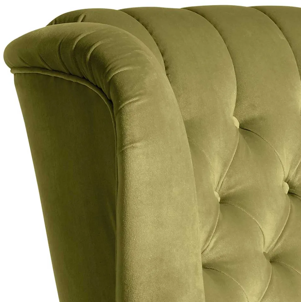 Samtvelours Ohrensessel im Chesterfield Look - Erulina