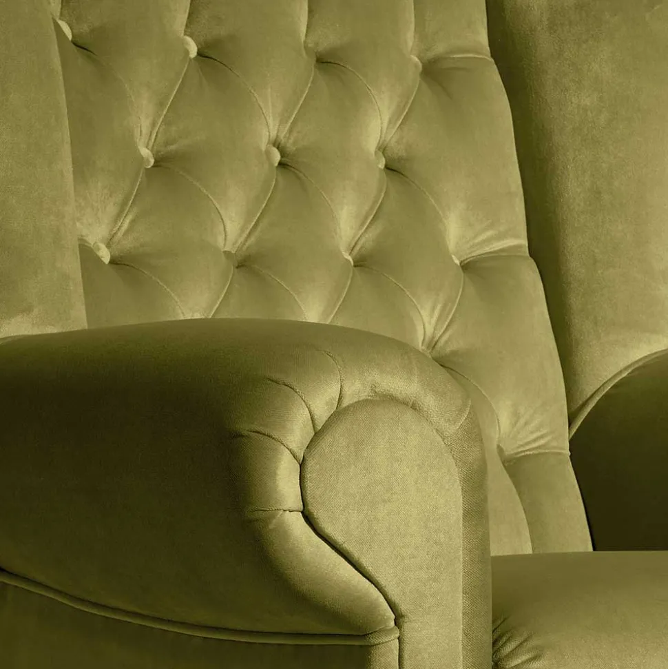 Samtvelours Ohrensessel im Chesterfield Look - Erulina