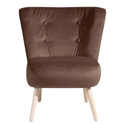 Samtvelours Sessel in Braun und Buche Natur - Hippa