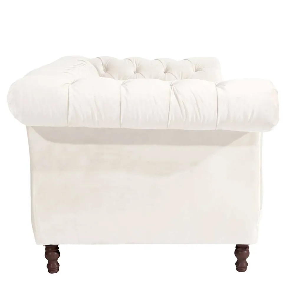 Samtvelours Wohnzimmer Zweisitzer in Creme - Leskan
