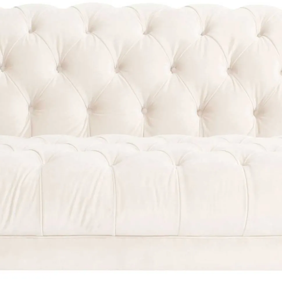 Samtvelours Wohnzimmer Zweisitzer in Creme - Leskan