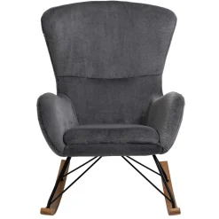 Scandi Chic Schaukelstuhl in Dunkelgrau Plüsch - Sotrigo