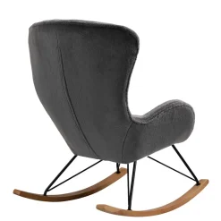 Scandi Chic Schaukelstuhl in Dunkelgrau Plüsch - Sotrigo