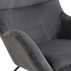 Scandi Chic Schaukelstuhl in Dunkelgrau Plüsch - Sotrigo