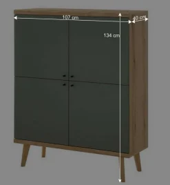 Scandi Chic Wohnwand in Graugrün - Oliva (dreiteilig)