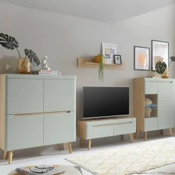 Scandi Chic Wohnzimmermöbel Wohnwand - Armina (vierteilig)