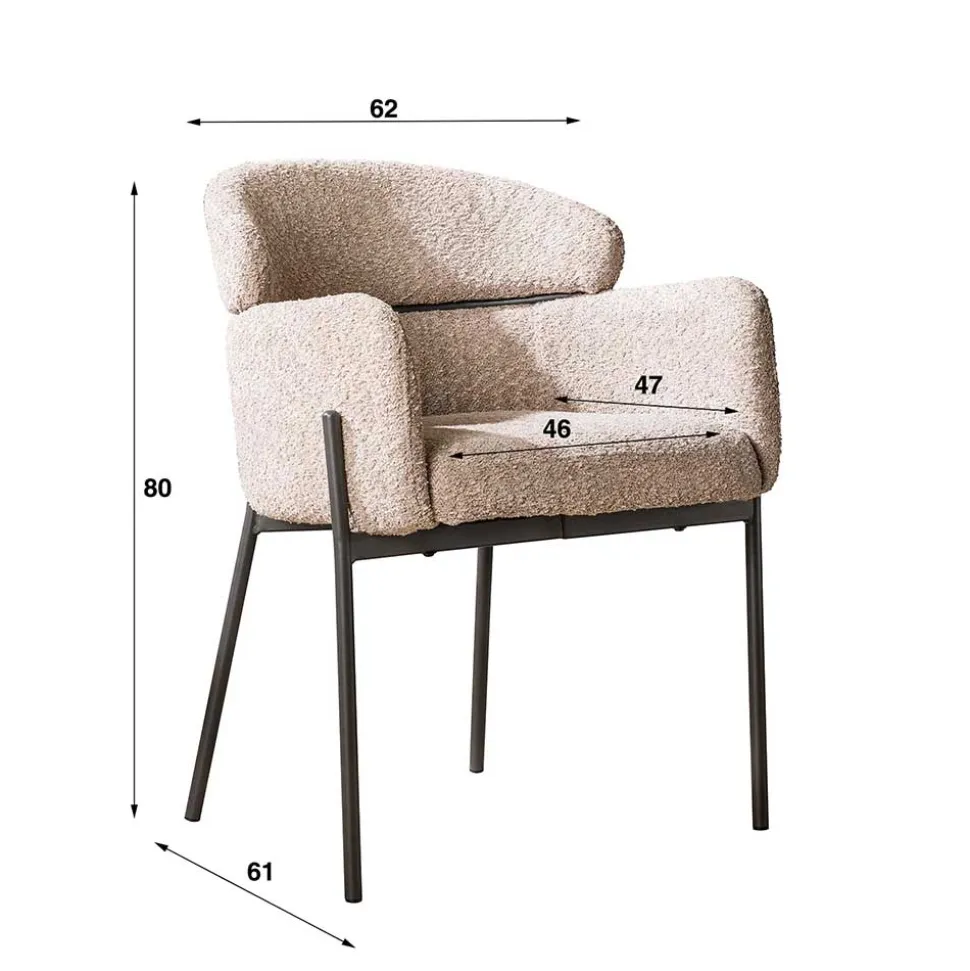 Scandi Design Armlehnstuhl in Beige - Lalita (2er Set)
