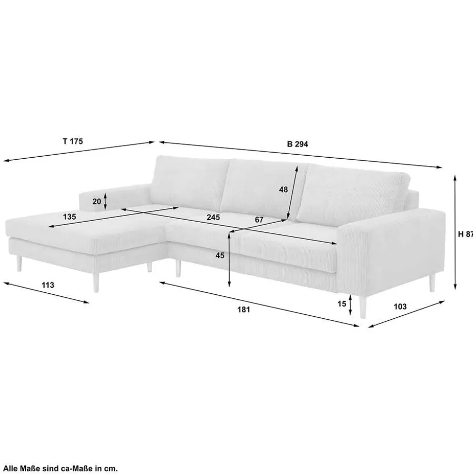 Scandi Ecksofa in Anthrazit mit Buche - Lidio
