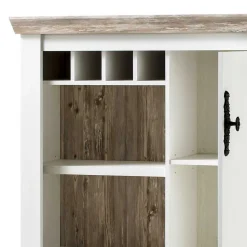 Scandi Landhaus Wohnzimmermöbel Set Nedita in Weiß (vierteilig)