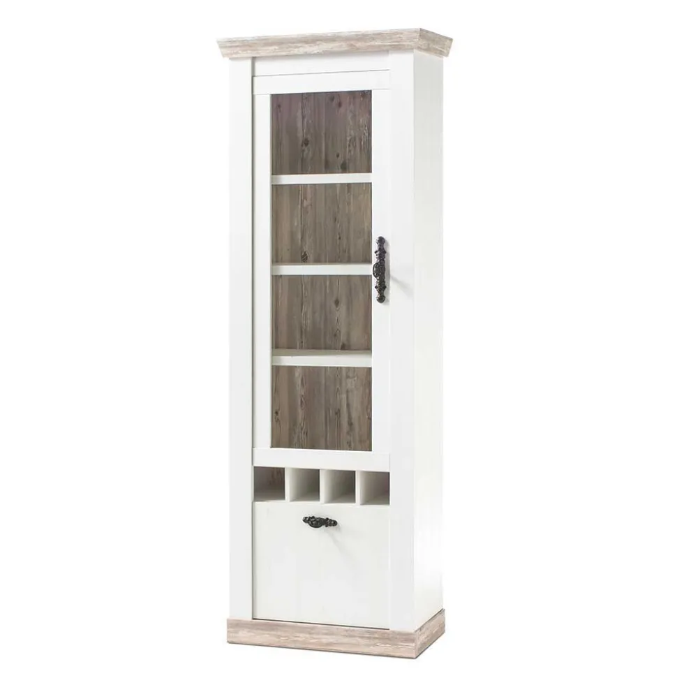 Scandi Landhaus Wohnzimmermöbel Set Nedita in Weiß (vierteilig)