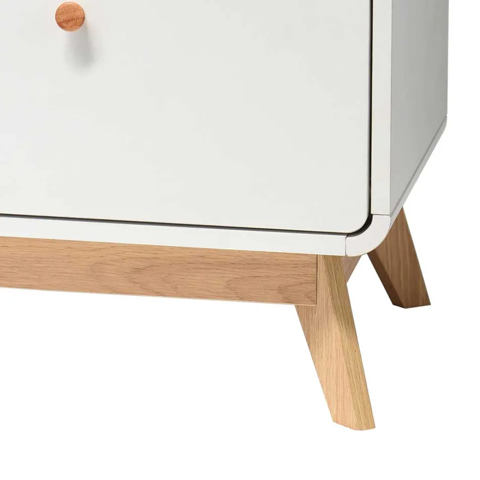 Scandi TV Board in Weiß mit Eiche Natur - Kolreva