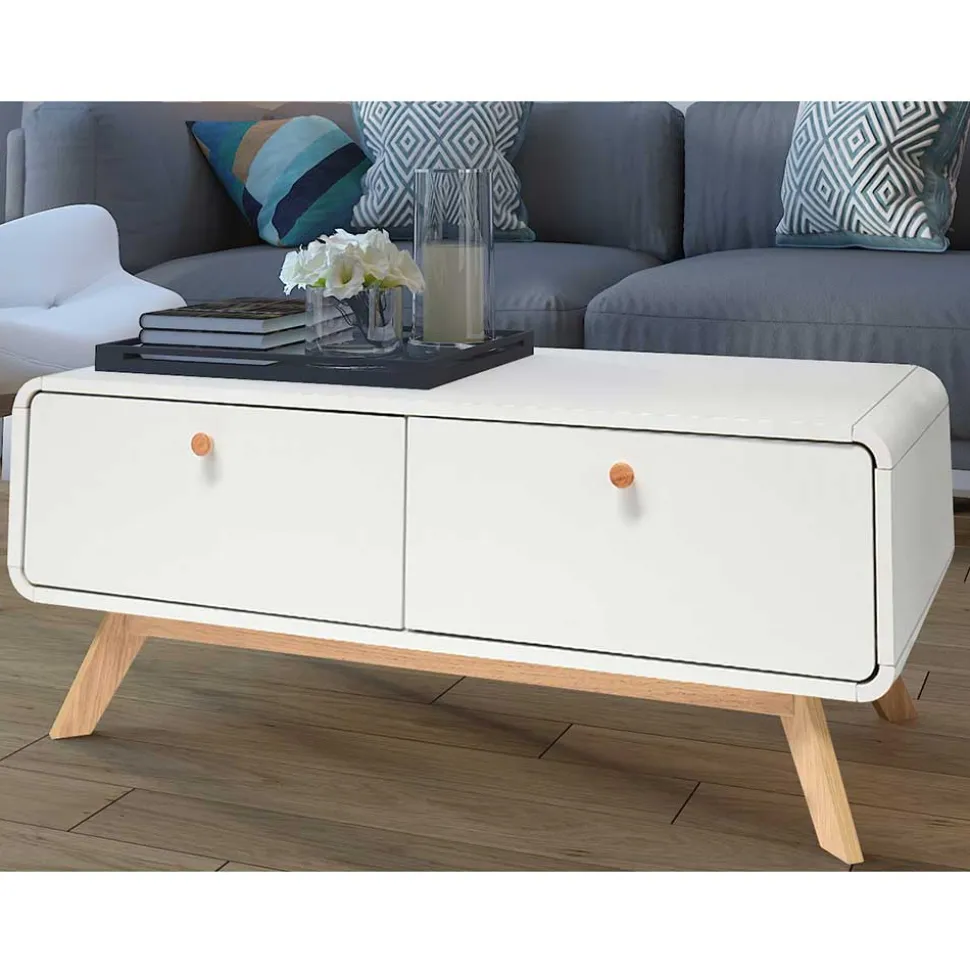 Scandi TV Board in Weiß mit Eiche Natur - Kolreva