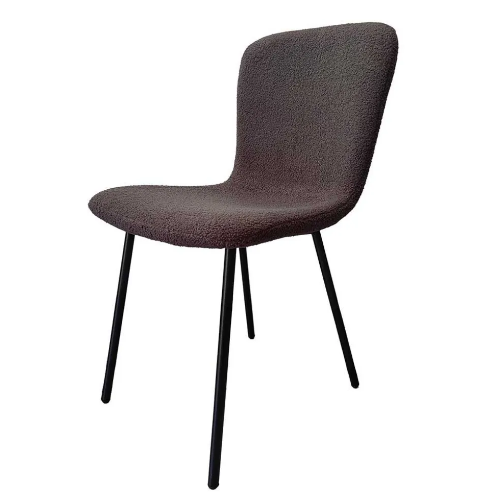 Schalenstühle in Dunkelgrau Boucle - Cranita (4er Set)