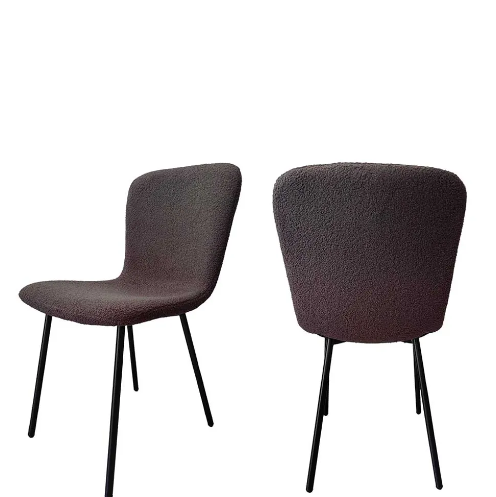 Schalenstühle in Dunkelgrau Boucle - Cranita (4er Set)