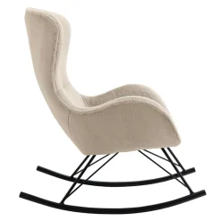 Schaukelsessel aus Webplüsch in Beige - Sharkas