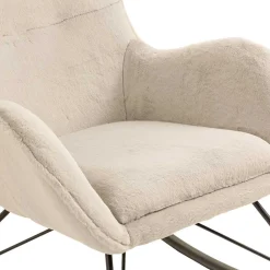 Schaukelsessel aus Webplüsch in Beige - Sharkas