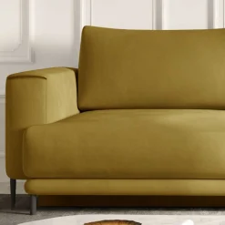 Schlafcouch aus Velours in Senfgelb - Lurymav