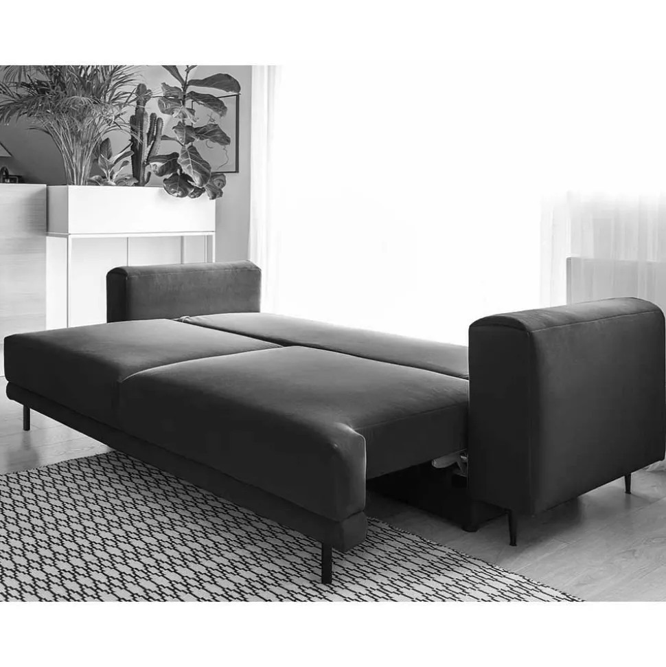 Schlafcouch aus Velours in Senfgelb - Lurymav