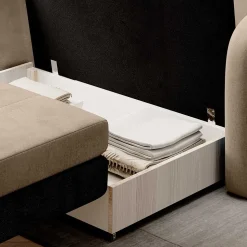Schlafcouch in Beige und Dunkelbraun - Calming