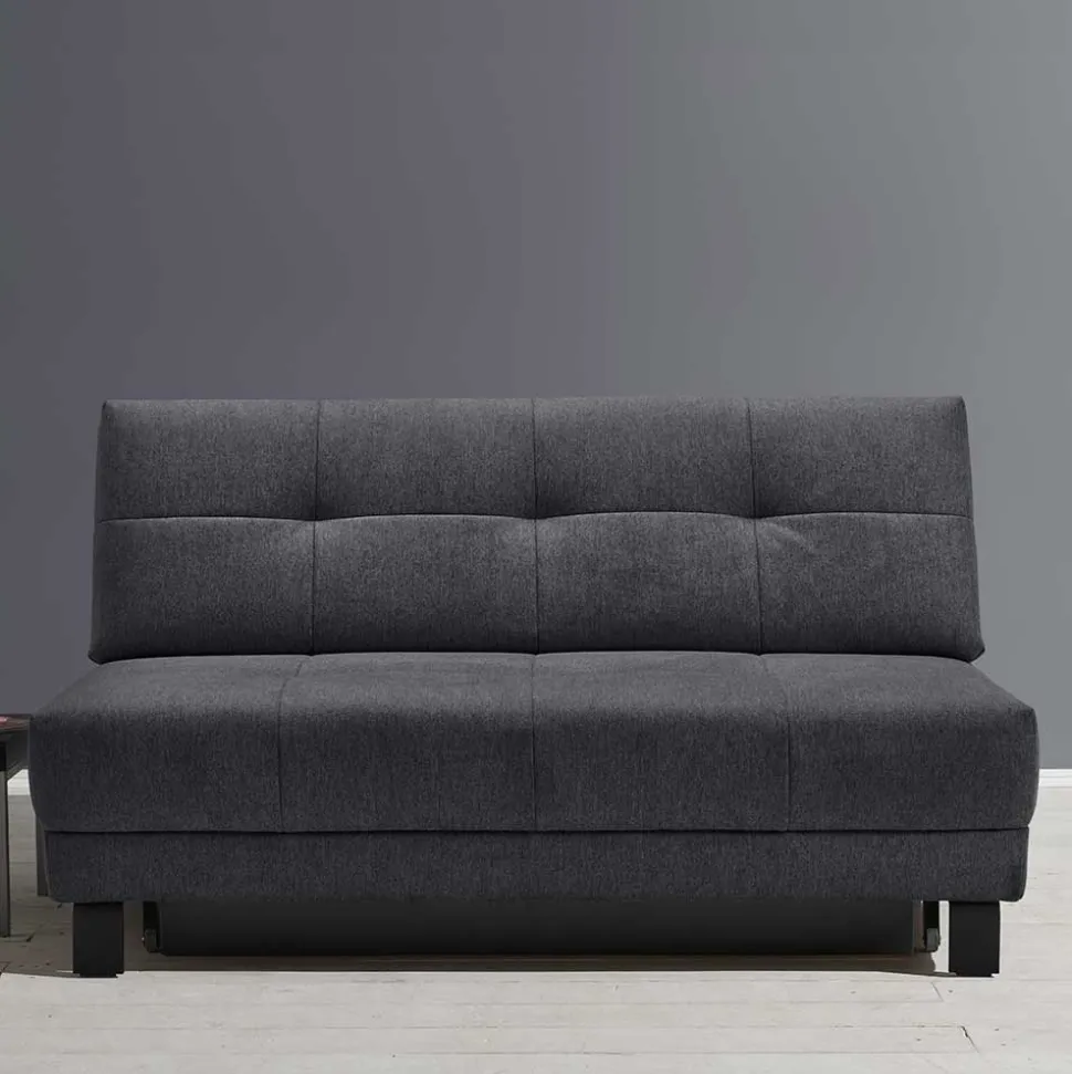 Schlafcouch mit Bettkasten in Dunkelgrau - Lenza