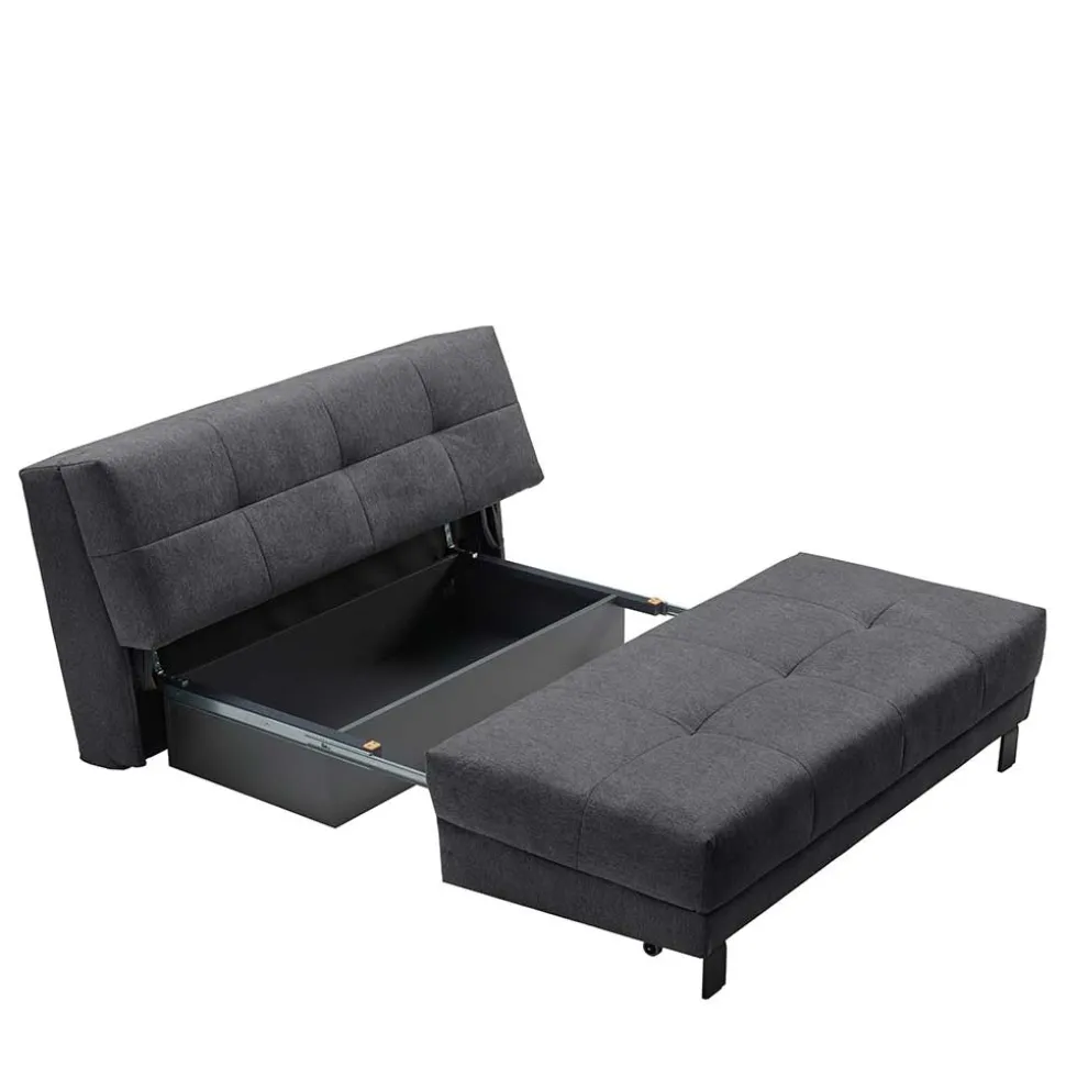 Schlafcouch mit Bettkasten in Dunkelgrau - Lenza