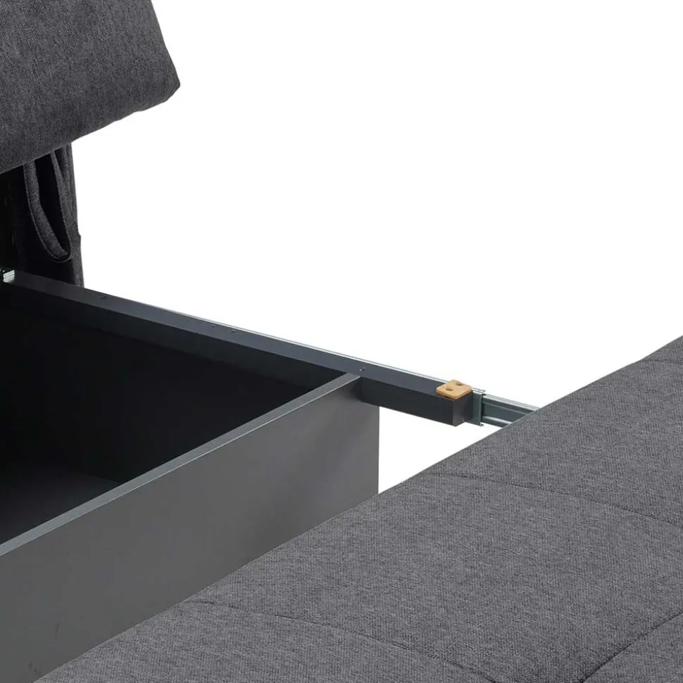Schlafcouch mit Bettkasten in Dunkelgrau - Lenza