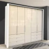 Schlafraum Kleiderschrank in Cremefarben Glas Front - Zidarie