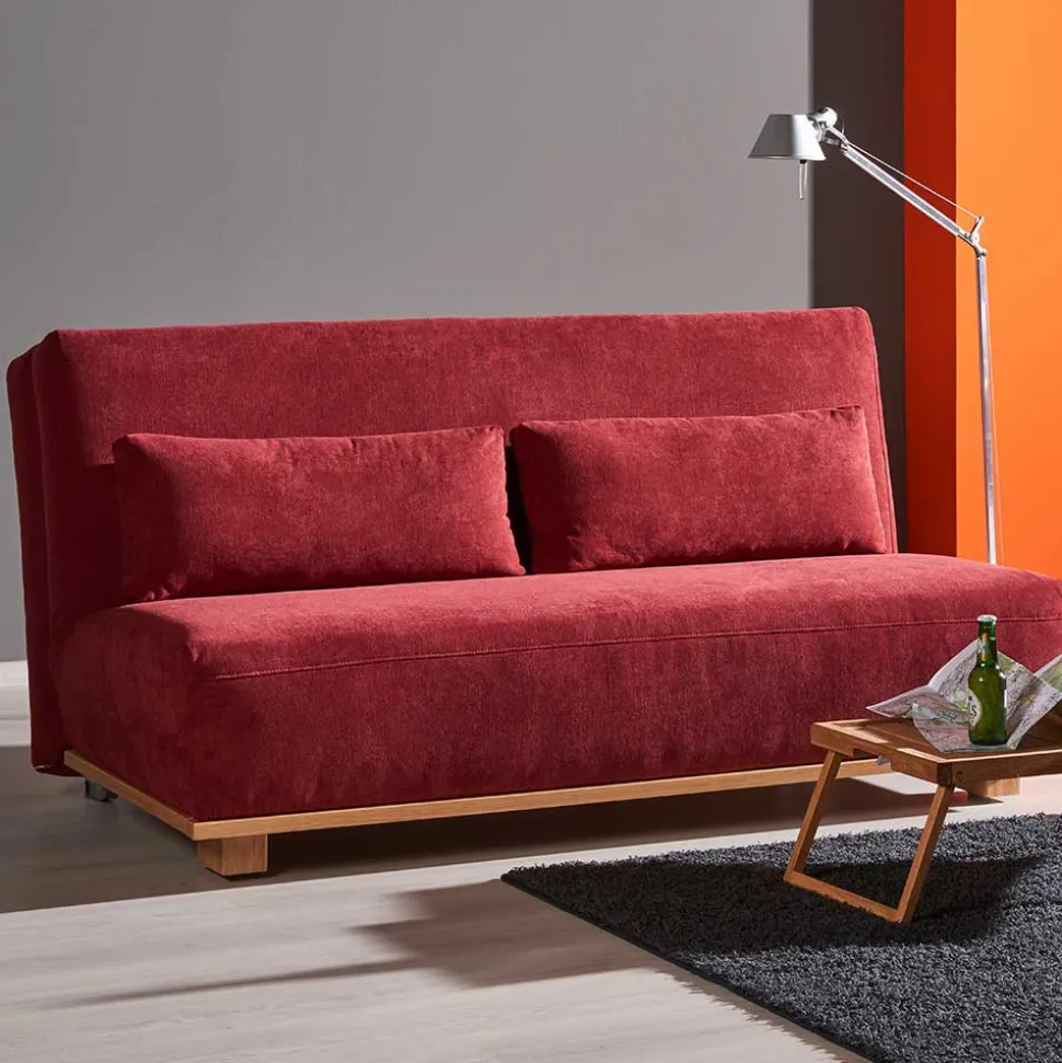 Schlafsofa in Rot & Eiche Roverario mit 2 oder 3 Sitzplätzen