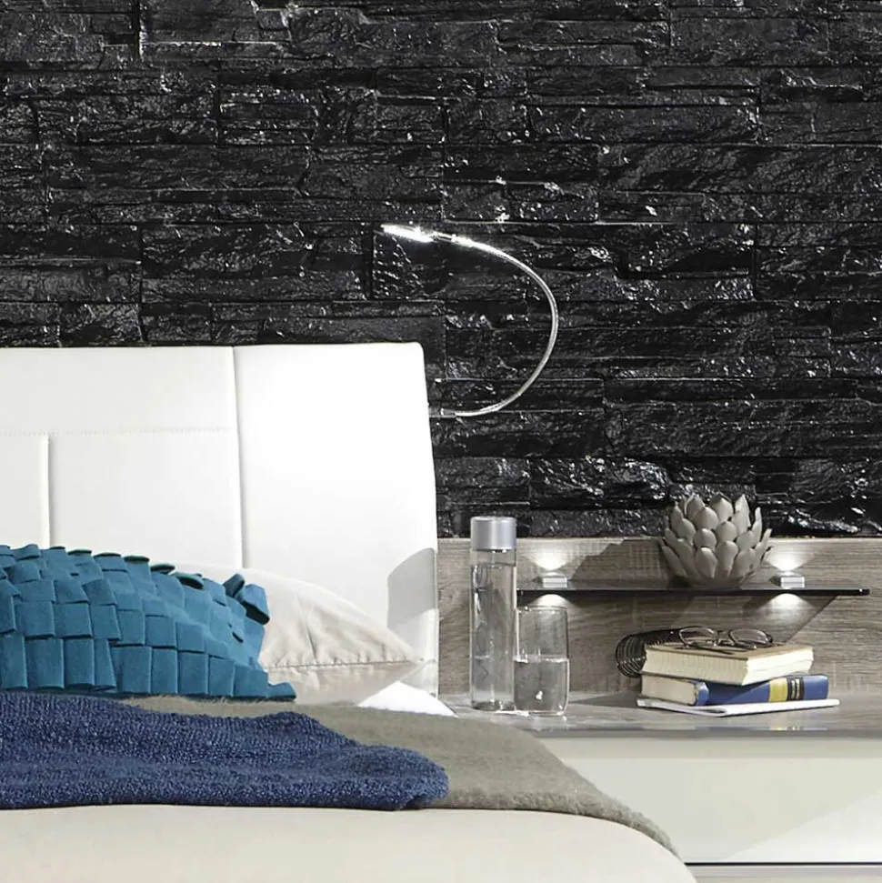 Schlafzimmer Bett Viarolia mit Polsterkopfteil in Weiß