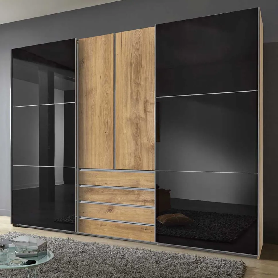 Schlafzimmer Kleiderschrank in Dunkelgrau Glas - Hectos