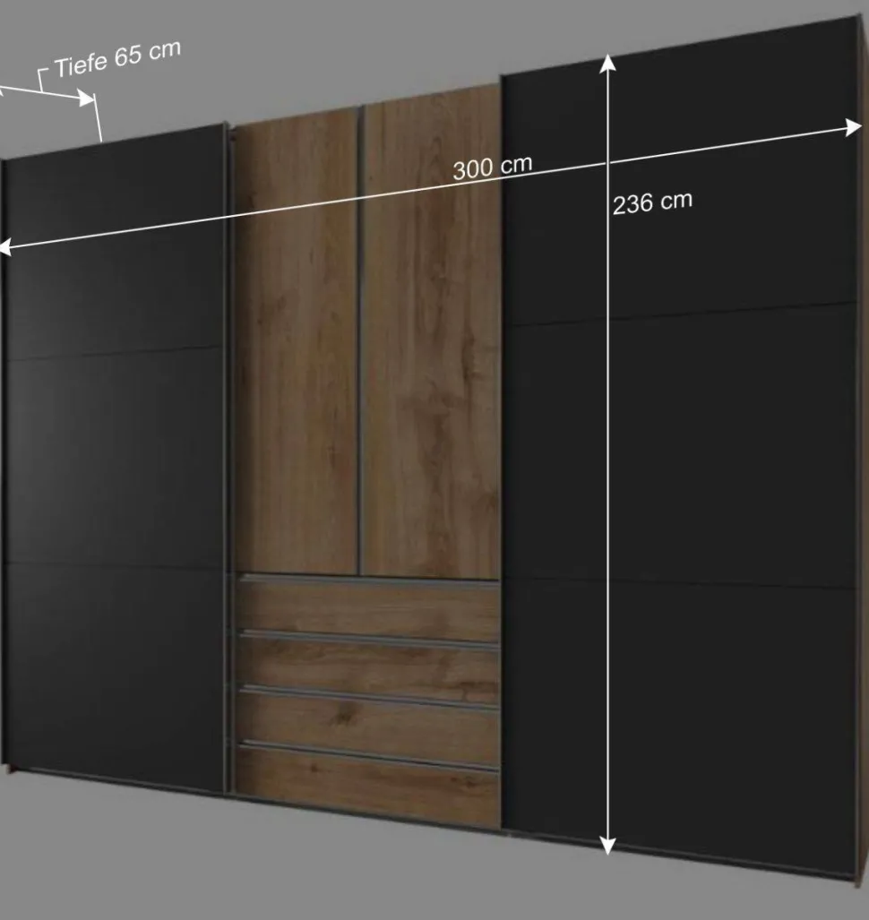 Schlafzimmer Kleiderschrank in Dunkelgrau Glas - Hectos