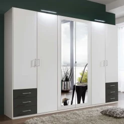 Schlafzimmer Kleiderschrank in Weiß & Dunkelgrau - Shakti